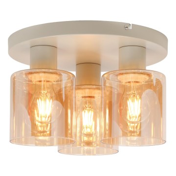 Brilliant - Flush-mounted chandelier LYSKA 3xE27/20W/230V Ø 31 cm cream/smoky beige