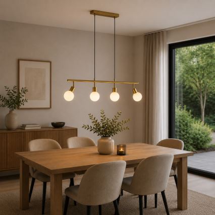 Brilliant - JORGE cable-suspended pendant 4xG9/10W/230V, brass