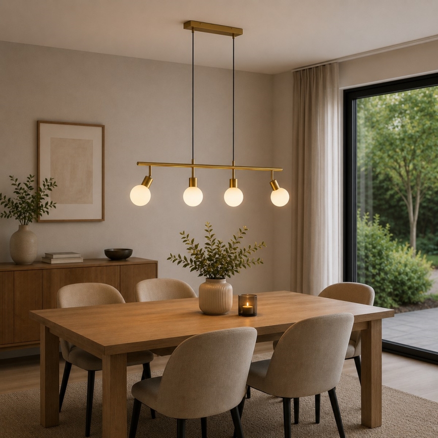 Brilliant - JORGE cable-suspended pendant 4xG9/10W/230V, brass