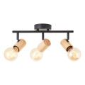 Brilliant - KERRY 3xE27/40W/230V spotlight, Black/Bamboo