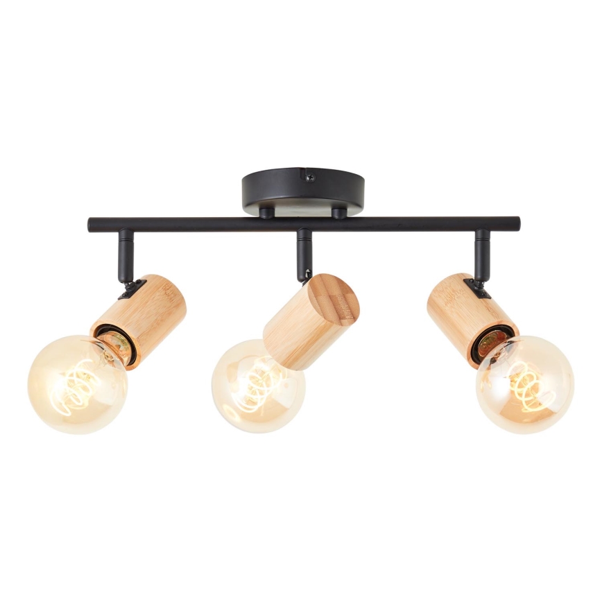 Brilliant - KERRY 3xE27/40W/230V spotlight, Black/Bamboo