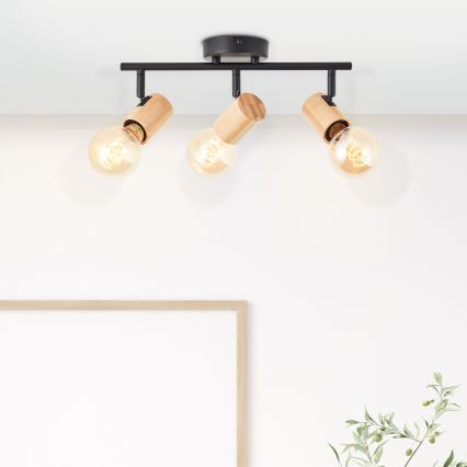 Brilliant - KERRY 3xE27/40W/230V spotlight, Black/Bamboo