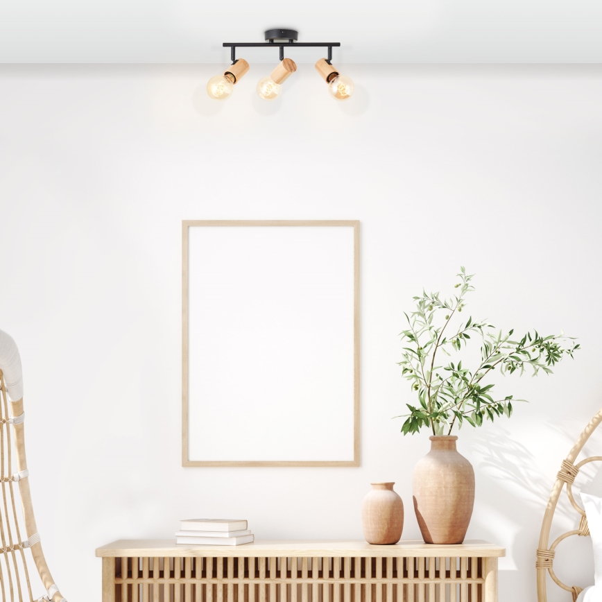 Brilliant - KERRY 3xE27/40W/230V spotlight, Black/Bamboo