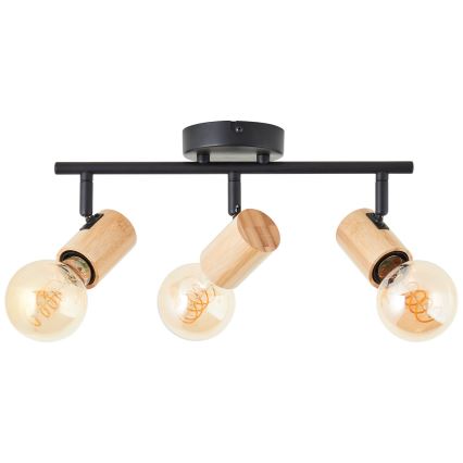 Brilliant - KERRY 3xE27/40W/230V spotlight, Black/Bamboo