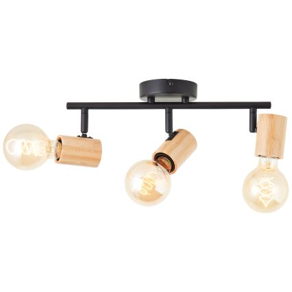 Brilliant - KERRY 3xE27/40W/230V spotlight, Black/Bamboo