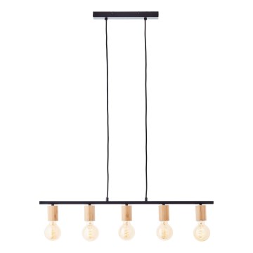 Brilliant - KERRY Cable Pendant Light 5xE27/40W/230V Black/Bamboo