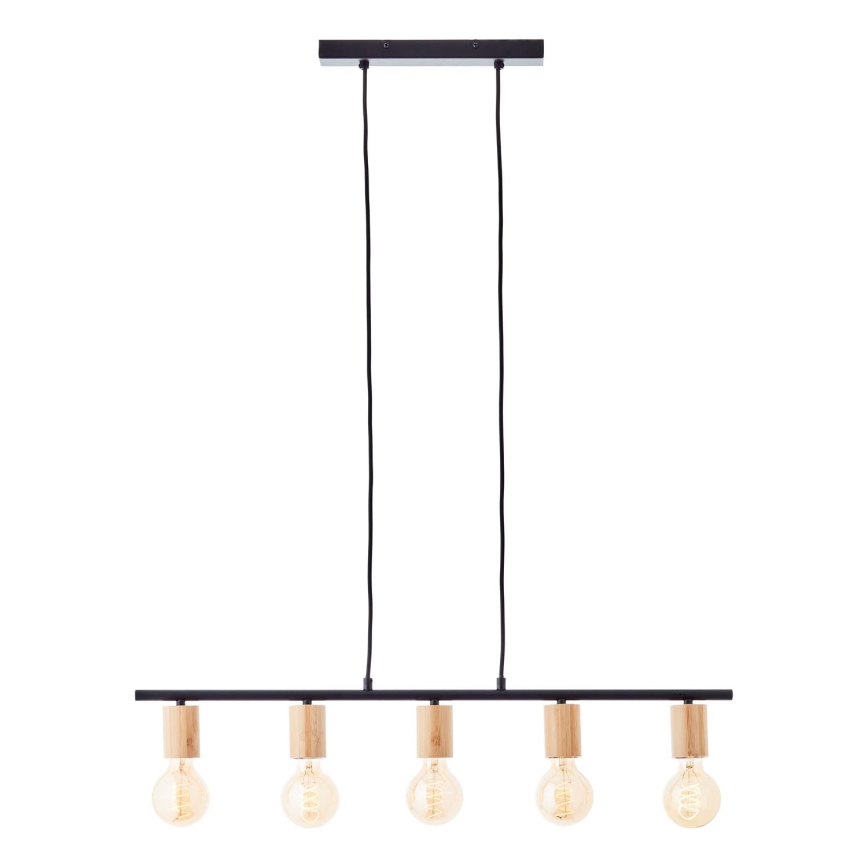 Brilliant - KERRY Cable Pendant Light 5xE27/40W/230V Black/Bamboo