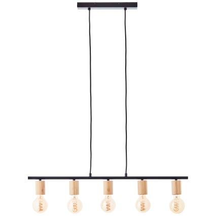 Brilliant - KERRY Cable Pendant Light 5xE27/40W/230V Black/Bamboo