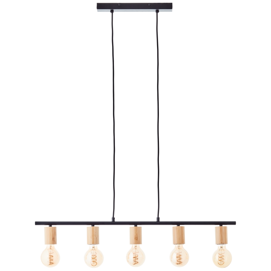 Brilliant - KERRY Cable Pendant Light 5xE27/40W/230V Black/Bamboo
