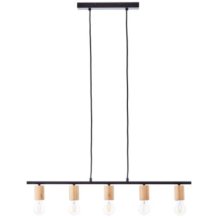Brilliant - KERRY Cable Pendant Light 5xE27/40W/230V Black/Bamboo