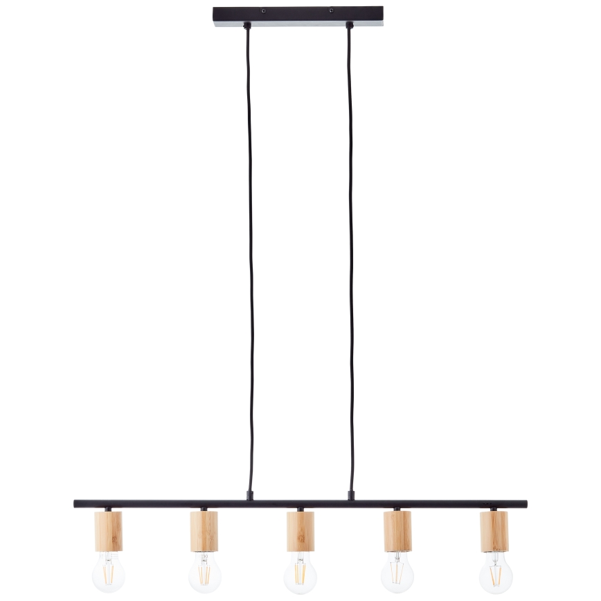 Brilliant - KERRY Cable Pendant Light 5xE27/40W/230V Black/Bamboo