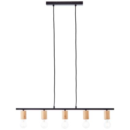Brilliant - KERRY Cable Pendant Light 5xE27/40W/230V Black/Bamboo