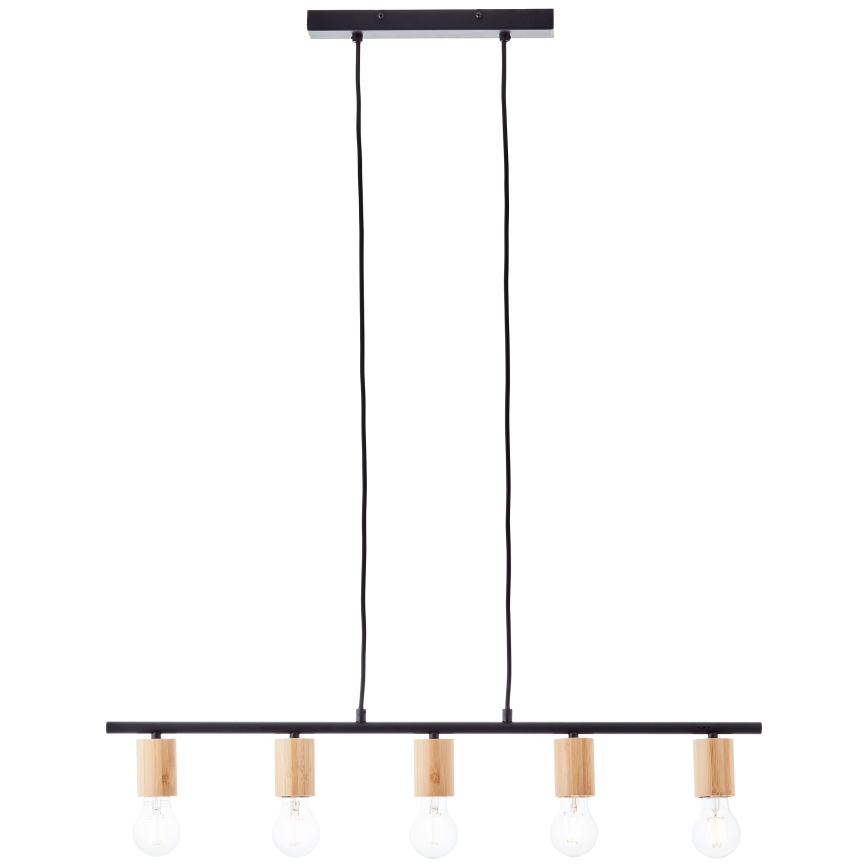Brilliant - KERRY Cable Pendant Light 5xE27/40W/230V Black/Bamboo