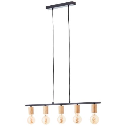 Brilliant - KERRY Cable Pendant Light 5xE27/40W/230V Black/Bamboo