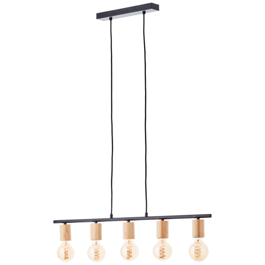 Brilliant - KERRY Cable Pendant Light 5xE27/40W/230V Black/Bamboo