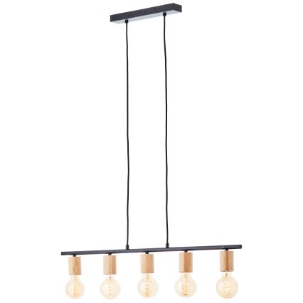 Brilliant - KERRY Cable Pendant Light 5xE27/40W/230V Black/Bamboo