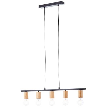 Brilliant - KERRY Cable Pendant Light 5xE27/40W/230V Black/Bamboo