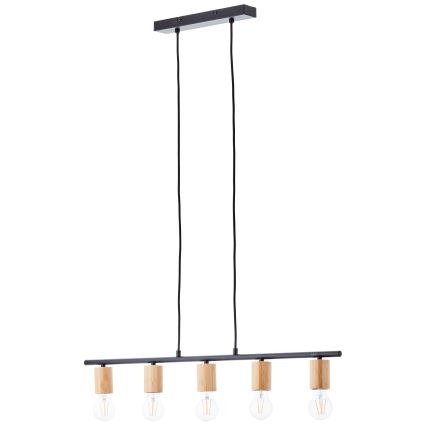 Brilliant - KERRY Cable Pendant Light 5xE27/40W/230V Black/Bamboo