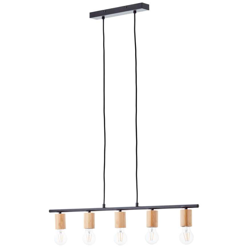 Brilliant - KERRY Cable Pendant Light 5xE27/40W/230V Black/Bamboo