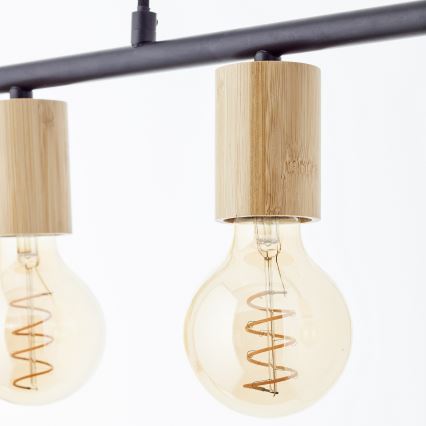 Brilliant - KERRY Cable Pendant Light 5xE27/40W/230V Black/Bamboo