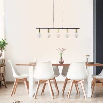 Brilliant - KERRY Cable Pendant Light 5xE27/40W/230V Black/Brass