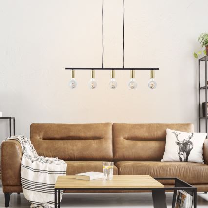 Brilliant - KERRY Cable Pendant Light 5xE27/40W/230V Black/Brass
