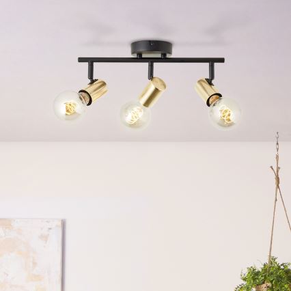 Brilliant - KERRY Spotlight 3xE27/40W/230V, Black/Brass