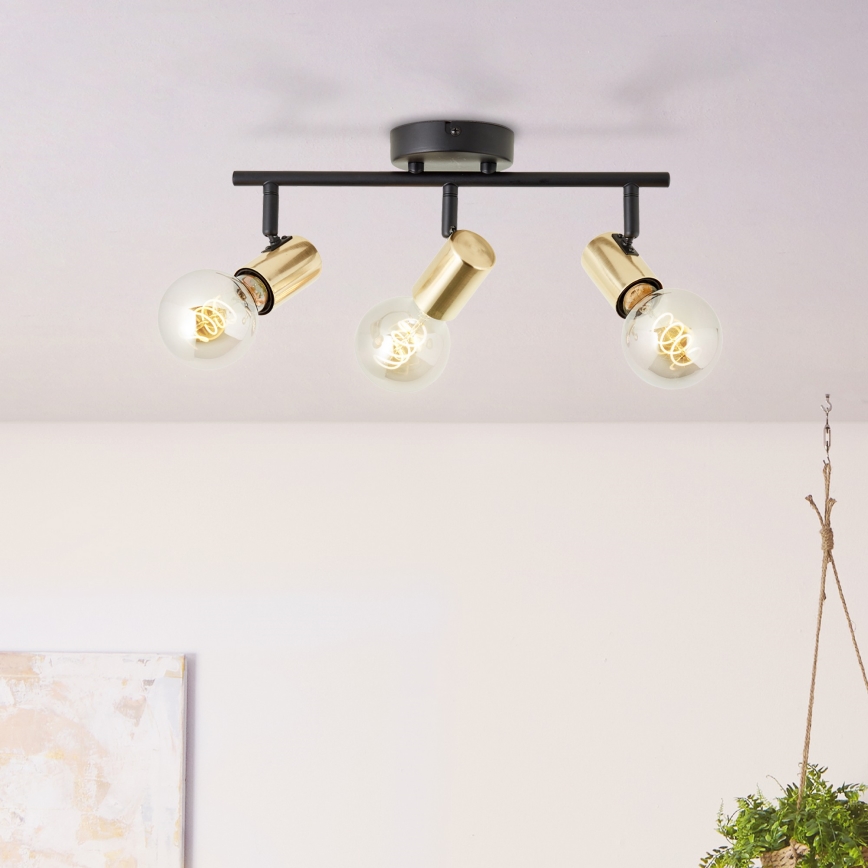 Brilliant - KERRY Spotlight 3xE27/40W/230V, Black/Brass