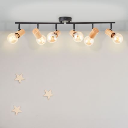 Brilliant - KERRY spotlight fixture 6xE27/40W/230V black/bamboo