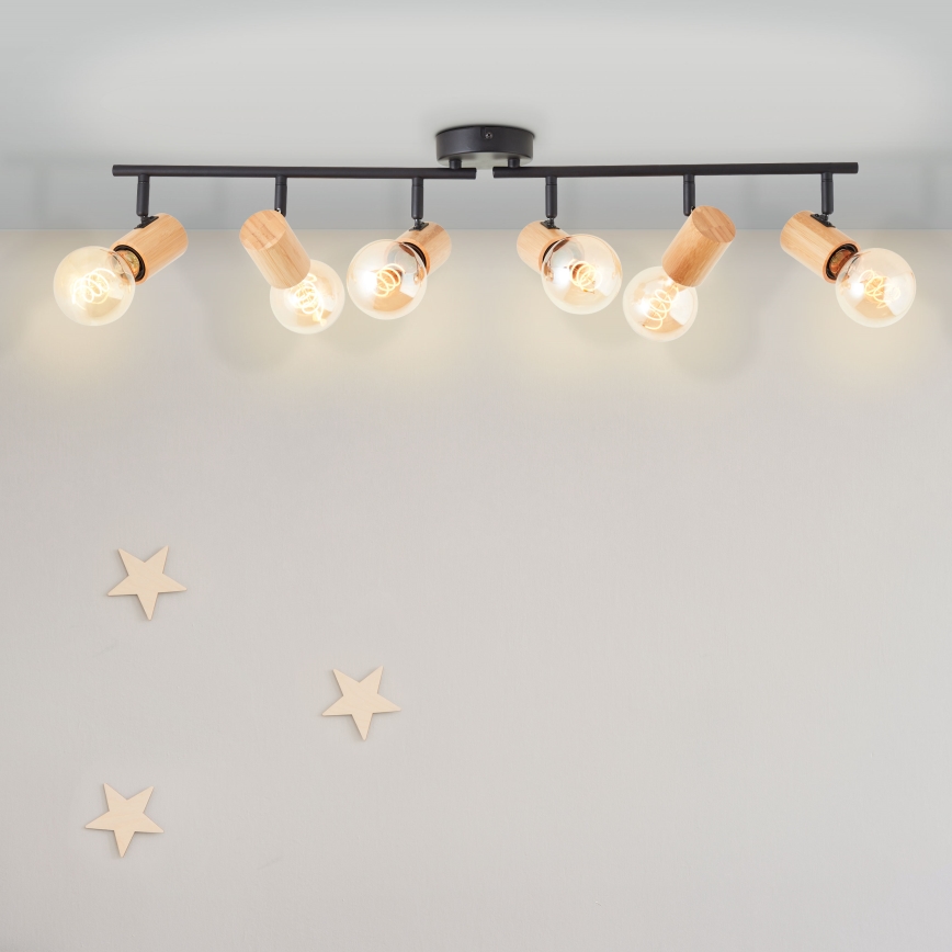Brilliant - KERRY spotlight fixture 6xE27/40W/230V black/bamboo