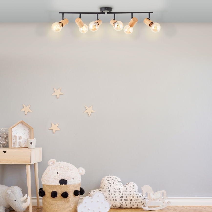 Brilliant - KERRY spotlight fixture 6xE27/40W/230V black/bamboo