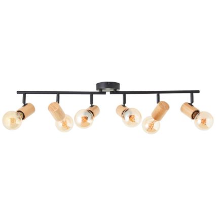 Brilliant - KERRY spotlight fixture 6xE27/40W/230V black/bamboo