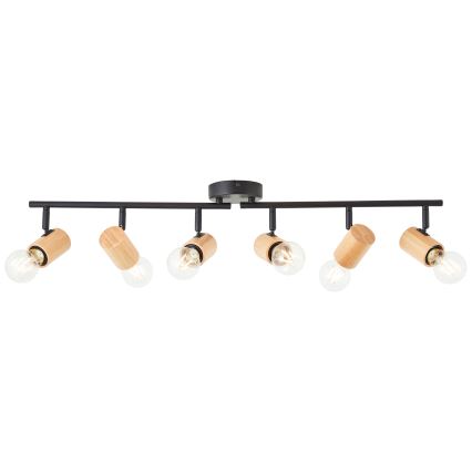 Brilliant - KERRY spotlight fixture 6xE27/40W/230V black/bamboo