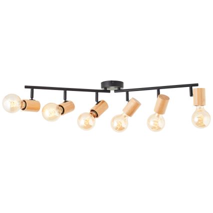 Brilliant - KERRY spotlight fixture 6xE27/40W/230V black/bamboo
