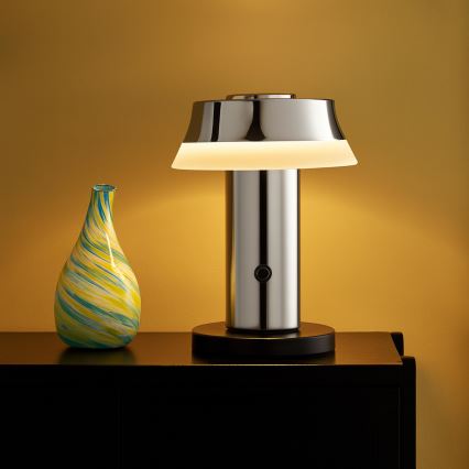 Brilliant - LED Dimmable Rechargeable Touch Table Lamp KINICH LED/2,5W/5V 2700K 2600 mAh Polished Chrome