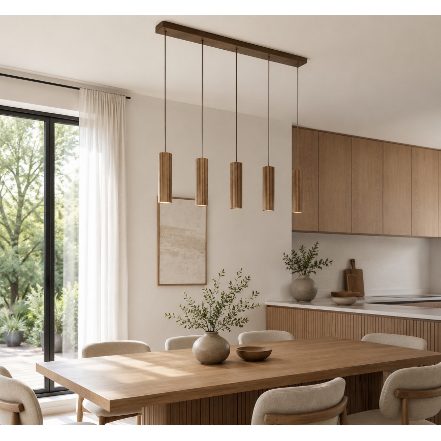 Brilliant - LAKEWOOD cable-hung chandelier 5xGU10/10W/230V brown