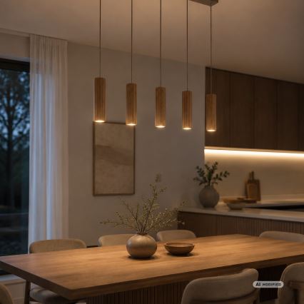 Brilliant - LAKEWOOD cable-hung chandelier 5xGU10/10W/230V brown