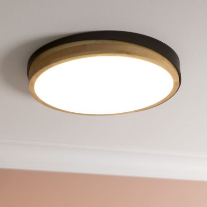 Brilliant - LED Dimmable ceiling light BAARLO LED/24W/230V d. 35 cm black/rubber fig - FSC certified