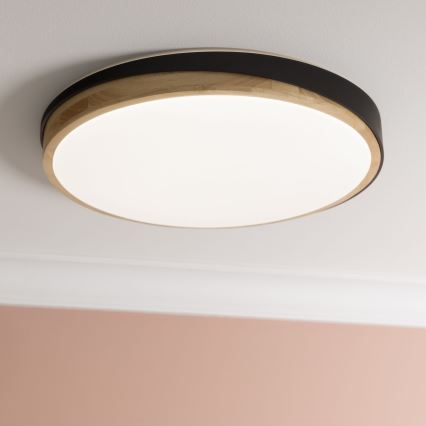 Brilliant - LED Dimmable ceiling light BAARLO LED/36W/230V 3000-6500K d. 50 cm black/rubber fig + remote control - FSC certified