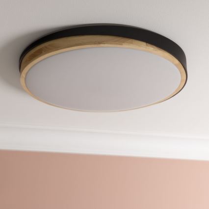Brilliant - LED Dimmable ceiling light BAARLO LED/36W/230V 3000-6500K d. 50 cm black/rubber fig + remote control - FSC certified
