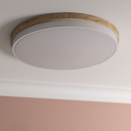 Brilliant - LED Dimmable ceiling light BAARLO LED/36W/230V 3000-6500K d. 50 cm white/rubber fig + remote control - FSC certified