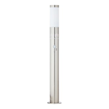 Brilliant - LED Outdoor lamp with a sensor LEIGH LED/0,9W/230V + 1xE27/11W 80 cm IP44 shiny chrome