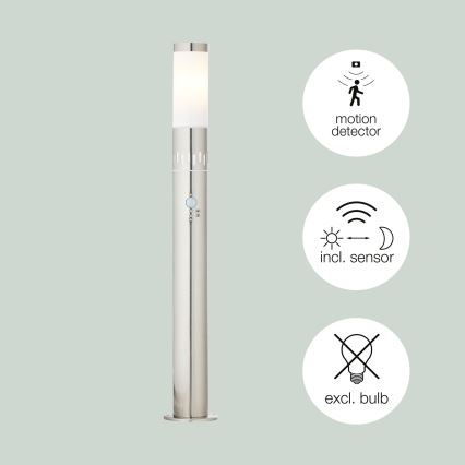 Brilliant - LED Outdoor lamp with a sensor LEIGH LED/0,9W/230V + 1xE27/11W 80 cm IP44 shiny chrome