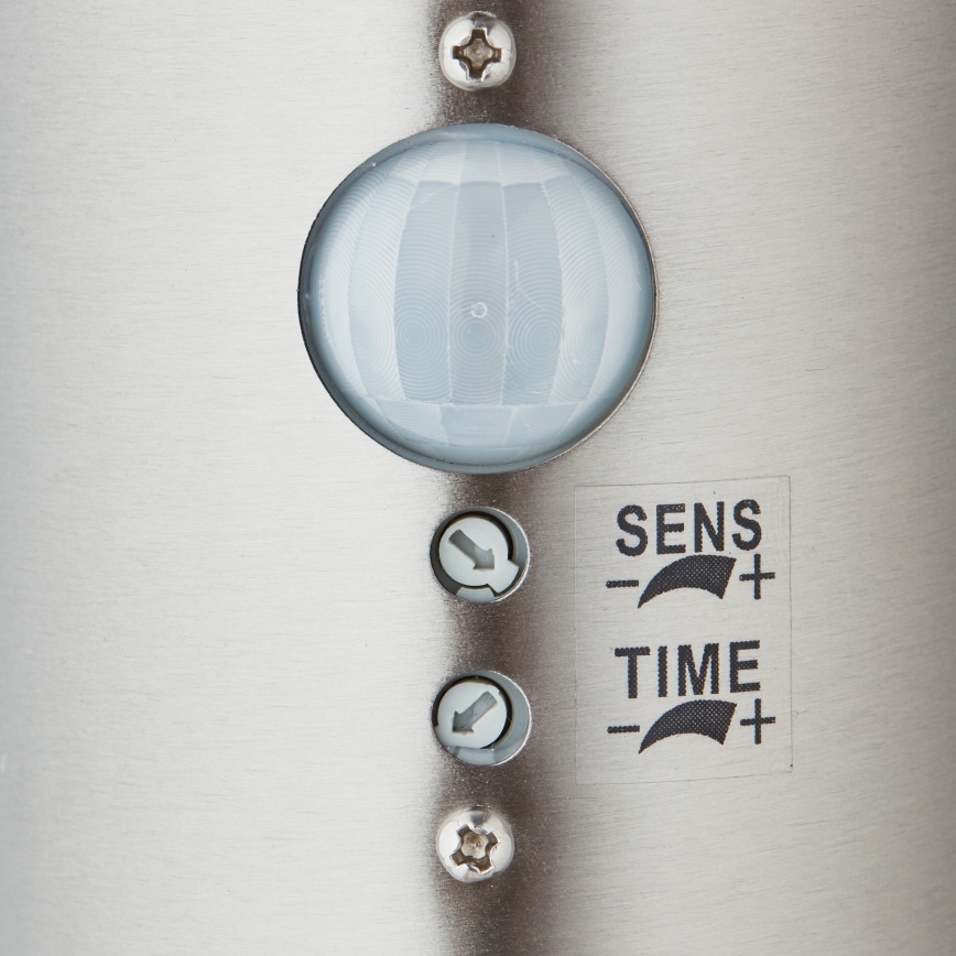 Brilliant - LED Outdoor lamp with a sensor LEIGH LED/0,9W/230V + 1xE27/11W 80 cm IP44 shiny chrome