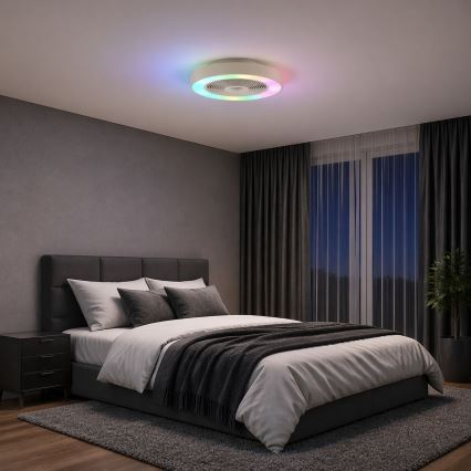 Brilliant - Dimmable LED RGBW ceiling light with fan CATANIA LED/37W/230V 2700–6500K Ø 48.6 cm beige + remote control