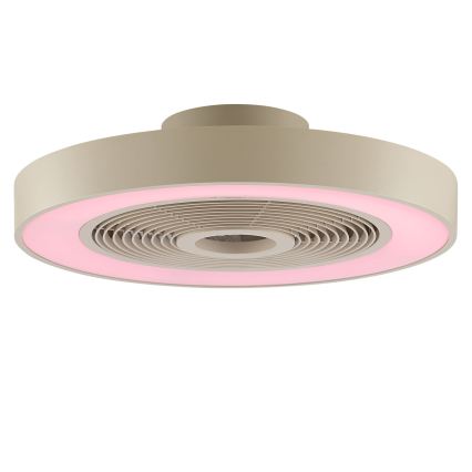 Brilliant - Dimmable LED RGBW ceiling light with fan CATANIA LED/37W/230V 2700–6500K Ø 48.6 cm beige + remote control