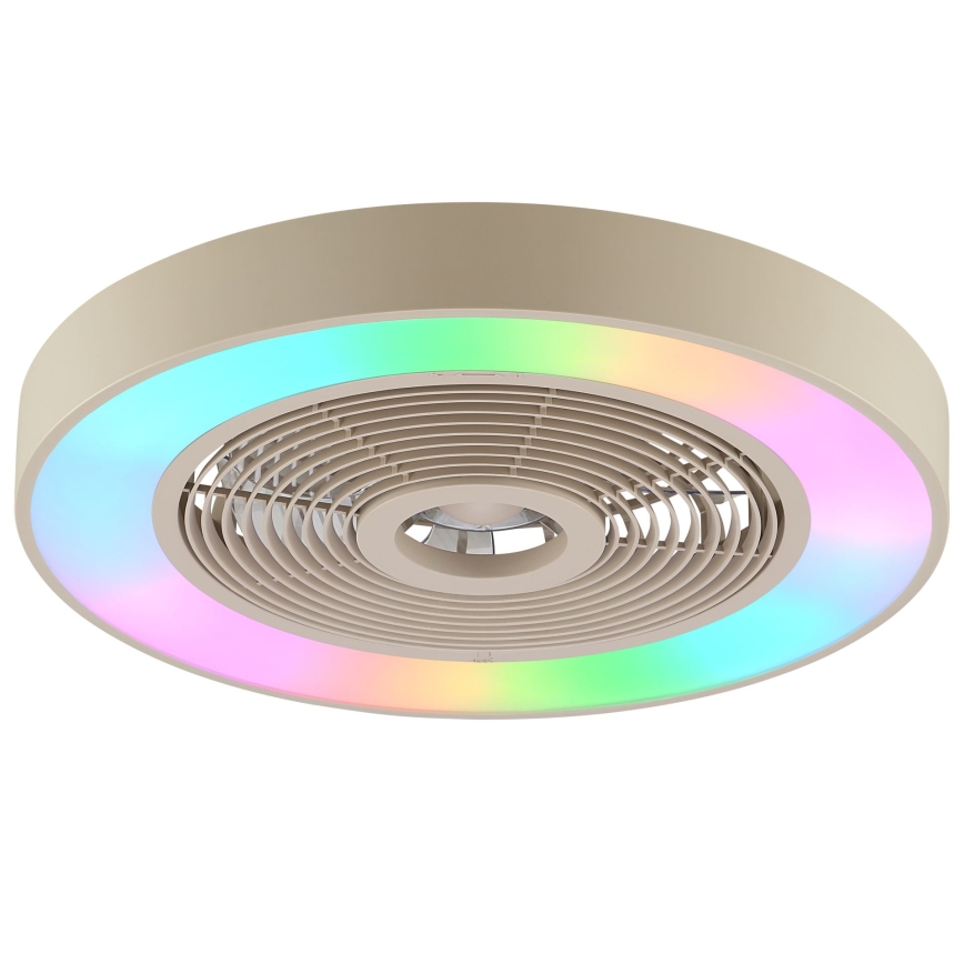 Brilliant - Dimmable LED RGBW ceiling light with fan CATANIA LED/37W/230V 2700–6500K Ø 48.6 cm beige + remote control