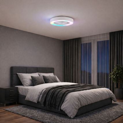Brilliant - LED RGBW Dimmable Ceiling Fan Light CATANIA LED/37W/230V 2700–6500K Ø 48.6 cm White + Remote Control