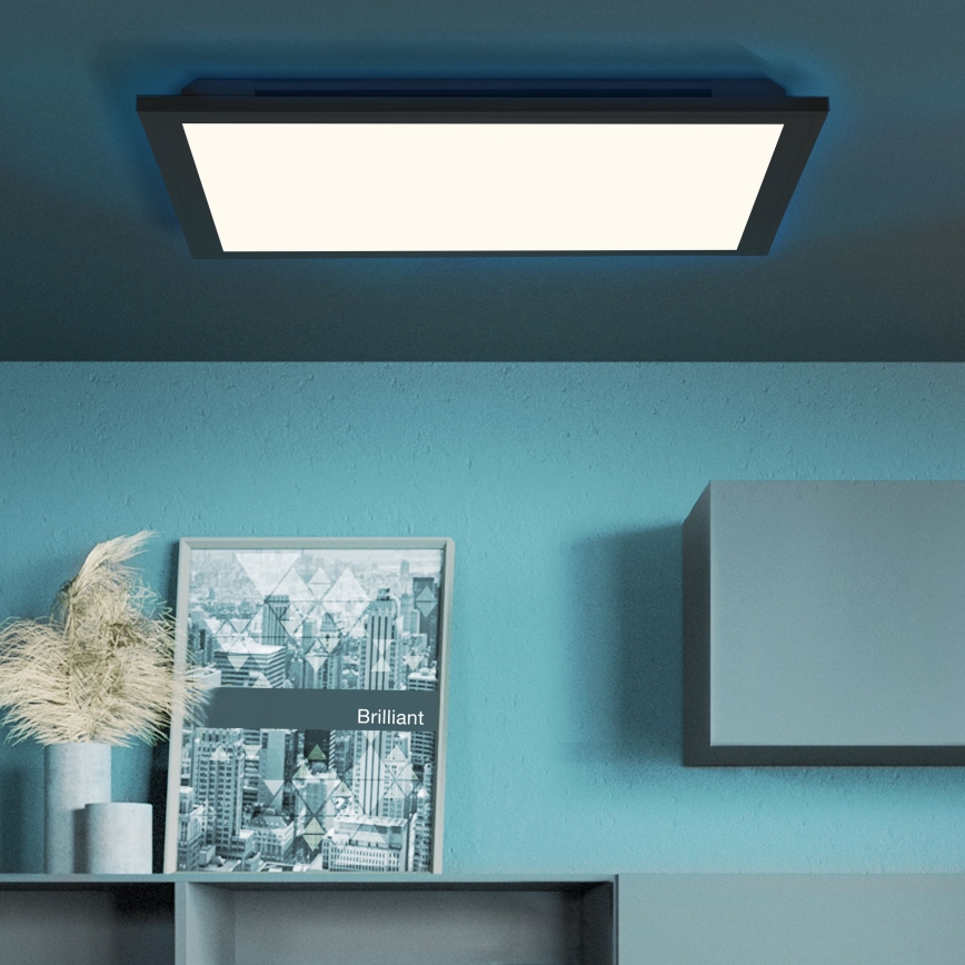 Brilliant - LED RGBW Dimmable ceiling light ALLIE LED/24W/230V 2700-6500K black + remote control