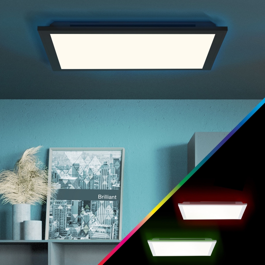 Brilliant - LED RGBW Dimmable ceiling light ALLIE LED/24W/230V 2700-6500K black + remote control